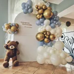 Dekoracje balonowe - Ścianka balonowa z misiem dla chłopca - Sala Primavera Ząbki