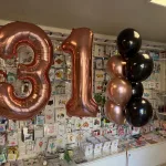 Balony z helem na 31 urodziny w kolorach czarny i rose gold