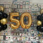 Balony z helem na 50 urodziny czarno złote